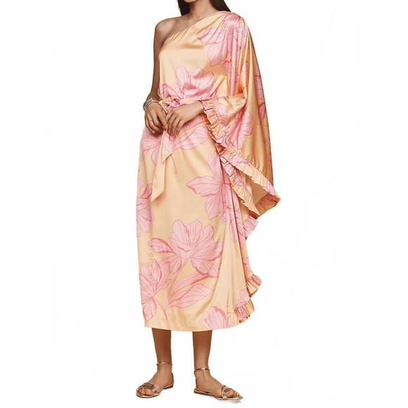 NEW HUTCH one shoulder ruffle maxi dress in pink - Picture 1 of 4